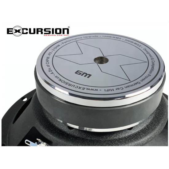 Excursion PX-6M 2 średnio-niskotonowe głośniki samochodowe (mid-woofery) SQ o średnicy 165mm - 2ohm, 120/300W, 88dB, 40-20000Hz, 2 zwrotnice LP, głębo